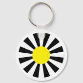 zwart geel wit retro madeliefje sleutelhanger (Voorkant)