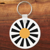 zwart geel wit retro madeliefje sleutelhanger (Achterkant)