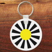 zwart geel wit retro madeliefje sleutelhanger (Voorkant)