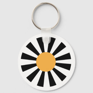 zwart geel wit retro madeliefje  sleutelhanger