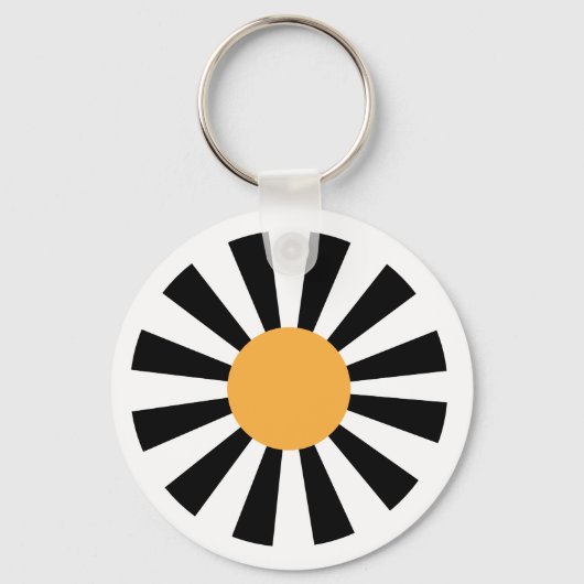zwart geel wit retro madeliefje sleutelhanger (Achterkant)