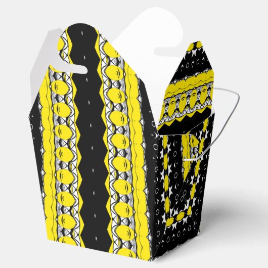 Zwart, Geel & Wit Tribal Patroon Bedankdoosjes (Geopend)