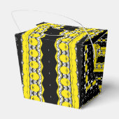 Zwart, Geel & Wit Tribal Patroon Bedankdoosjes (Achterkant)