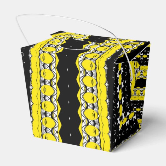 Zwart, Geel & Wit Tribal Patroon Bedankdoosjes (Achterkant)