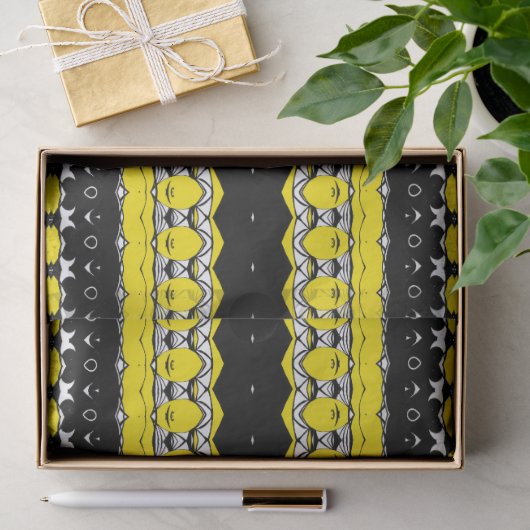 Zwart, Geel & Wit Tribal Patroon Tissuepapier (Geschenk)