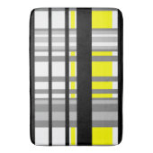 Zwart geel witte en grijze strepen badmat (Voorkant Verticaal)