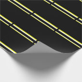 Zwart geel witte en grijze strepen cadeaupapier (Hoek)