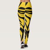 Zwart & Geel Zebra Stripes Vrouwen Leggings (Achterkant)