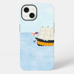 Zwart & Geel Zeilschip op de Open Zee iPhone 13 Hoesje