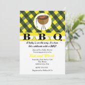 Zwart Geel Zomer BBQ Baby Douche Uitnodigingen (Staand voorkant)
