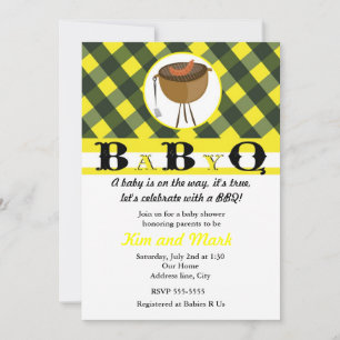 Zwart Geel Zomer BBQ Baby Shower Uitnodigingen