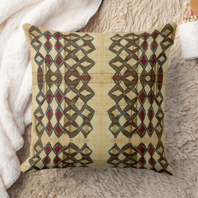 zwart geelbruin rood Tribal African Mud doek Kussen (Deken)