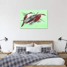 Zwart & Geelgebekt Koekoek Vogels Canvas Print