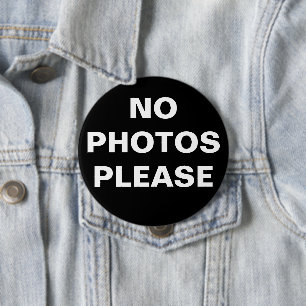 Zwart Geen foto's alsjeblieft pin-on Button