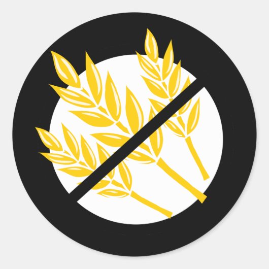 Zwart Geen Glutensymbool Geen Tarwe Ronde Sticker (Voorkant)