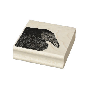 Zwart Geëtste Tekening van Kraaihoofd Schouders Rubberstempel