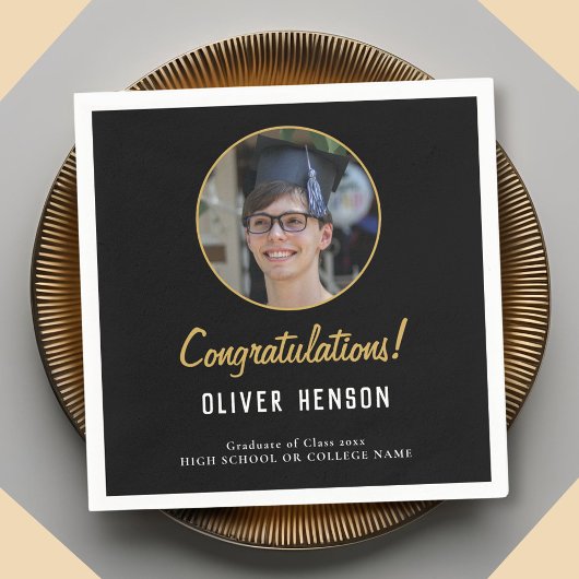 Zwart Gefeliciteerd Afstuderen Foto Afstuderen Servet