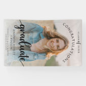 Zwart Gefeliciteerd Afstuderen Foto Afstuderen Spandoek (Horizontaal)