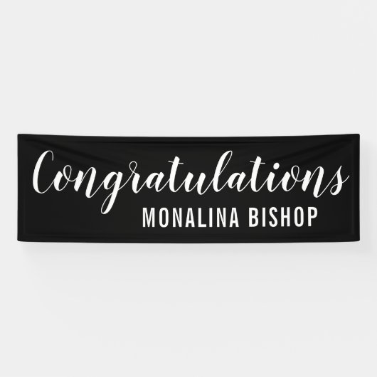 Zwart | Gefeliciteerd | Afstuderen | Spandoek (Horizontaal)