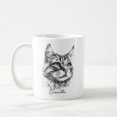 Zwart gegraveerd kattenhoofd schets kunst koffiemok (Links)