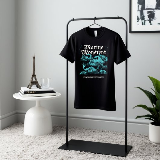 Zwart Geïllustreerde Monsters Retro Classic T-shir Tri-Blend Shirt