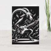 Zwart Geit Spelen Gitaar Zwart en Wit Kaart (Voorkant)