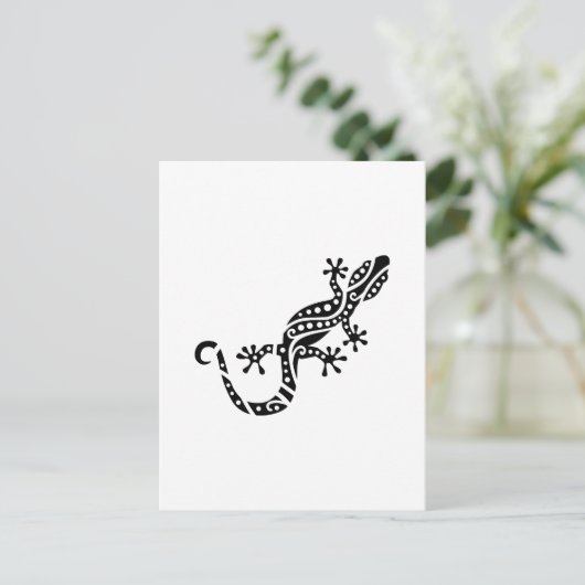 Zwart gekko-design briefkaart (Staand voorkant)