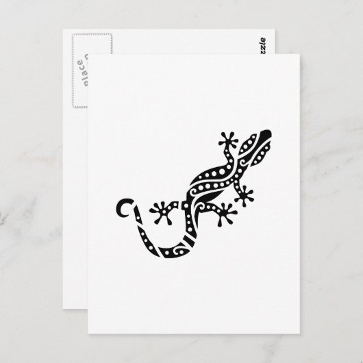 Zwart gekko-design briefkaart (Voorkant / Achterkant)