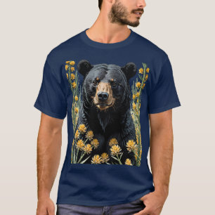 Zwart gekleurde beer omringd door Yucca-bloem 2 T-shirt