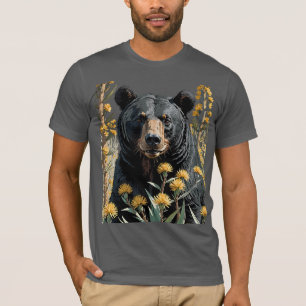 Zwart gekleurde beer omringd door Yucca-bloem 3 T-shirt