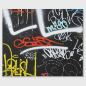 Zwart-gekleurde graffiti-kunst cadeaupapier (Vlak)