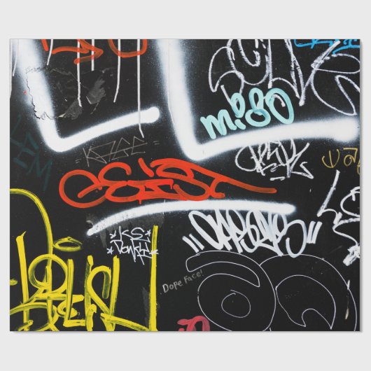 Zwart-gekleurde graffiti-kunst cadeaupapier (Vlak)