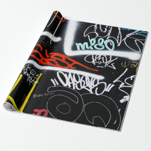 Zwart-gekleurde graffiti-kunst cadeaupapier
