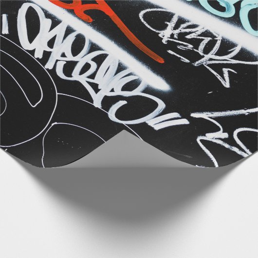Zwart-gekleurde graffiti-kunst cadeaupapier (Hoek)