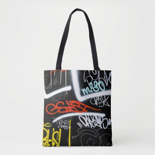 Zwart-gekleurde graffiti-kunst tote bag (Voorkant)