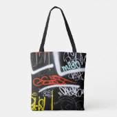 Zwart-gekleurde graffiti-kunst tote bag (Achterkant)