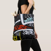 Zwart-gekleurde graffiti-kunst tote bag (Dichtbij)