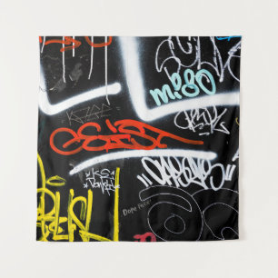 Zwart-gekleurde graffiti-kunst wandkleed