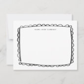 Zwart gekleurde Scallop persoonlijke naam Notitiekaartje (Voorkant)