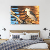 Zwart gekroonde Night Heron Perches op Branch Canvas Afdruk (Insitu (Slaapkamer))