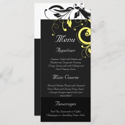 Zwart-gele achterwervelkolom menu (Voorkant / Achterkant)