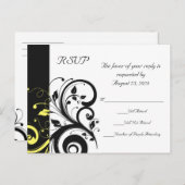 Zwart-gele achterwervelkolom uitnodiging briefkaart (Voorkant / Achterkant)