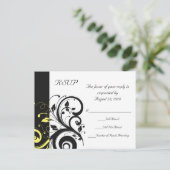 Zwart-gele achterwervelkolom uitnodiging briefkaart (Staand voorkant)