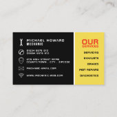 Zwart-gele auto-Logo, automatische mechanische app Visitekaartje (Achterkant)