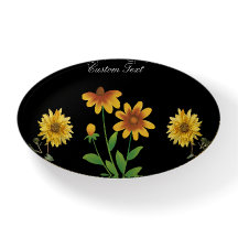 Zwart-gele bloem glazen paperweight cadeau met eig