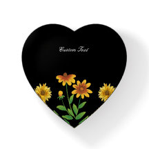 Zwart-gele bloem glazen paperweight cadeau met eig