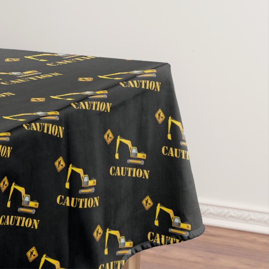 Zwart-gele constructie Dump Truck Let op Tafelkleed (Voorbeeld)