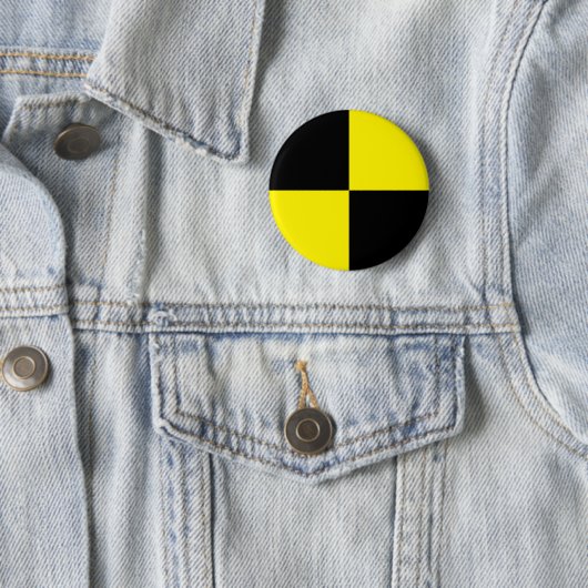 Zwart-gele crashtest dummyhandtekening ronde button 5,7 cm (In situ)