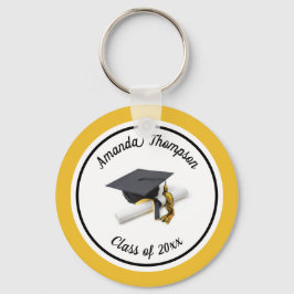 Zwart-gele gekleurde klep en tassel sleutelhanger