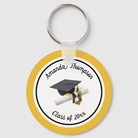 Zwart-gele gekleurde klep en tassel sleutelhanger (Voorkant)